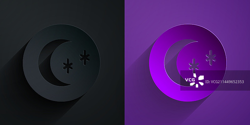 黑色背景上的月亮和星星剪纸风图标图片素材