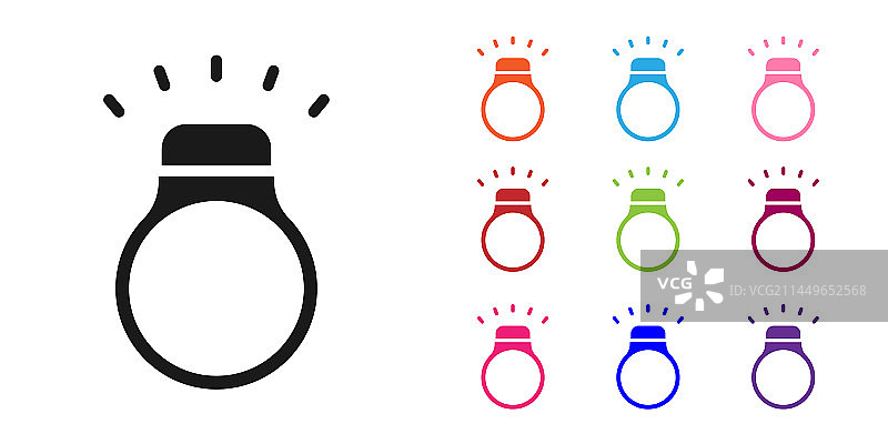 白色背景上的黑色钻石戒指图标图片素材