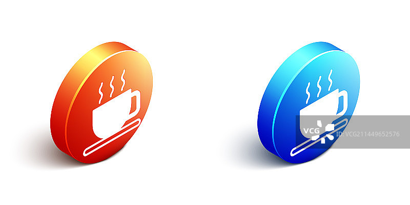 2.5D茶杯图标，白色背景图片素材