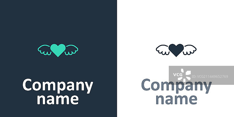 白色背景上的带翅膀的心形图标标志图片素材