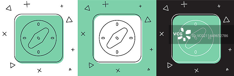 白色和绿色背景上的指南针图标图片素材