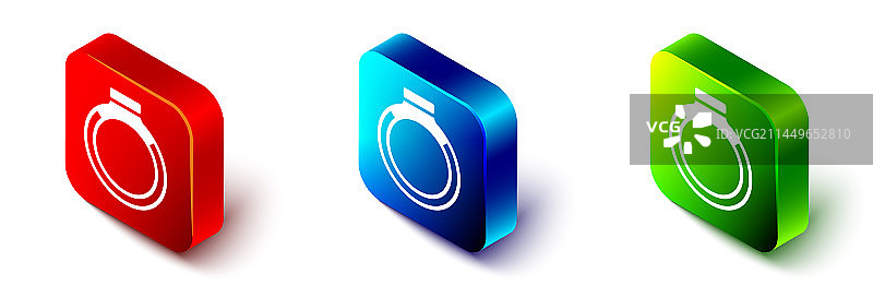 白色背景上的2.5D金戒指图标图片素材