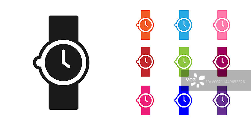 白色背景上黑色腕表图标图片素材