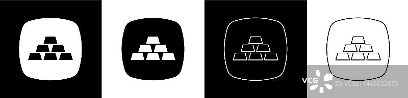 黑色和白色背景上的金条图标图片素材