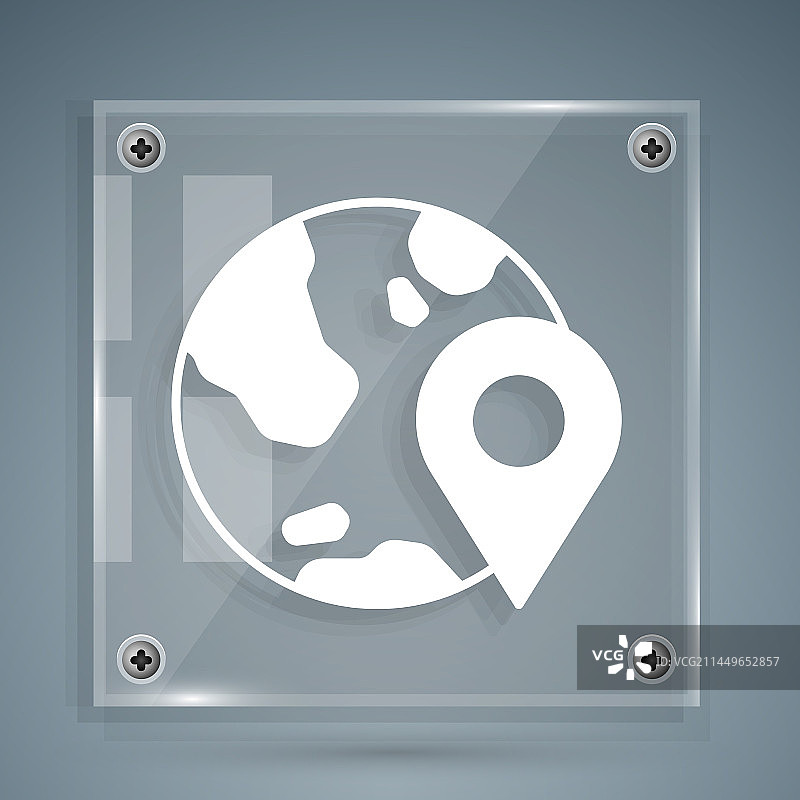 灰色背景上的白色地球定位图标图片素材