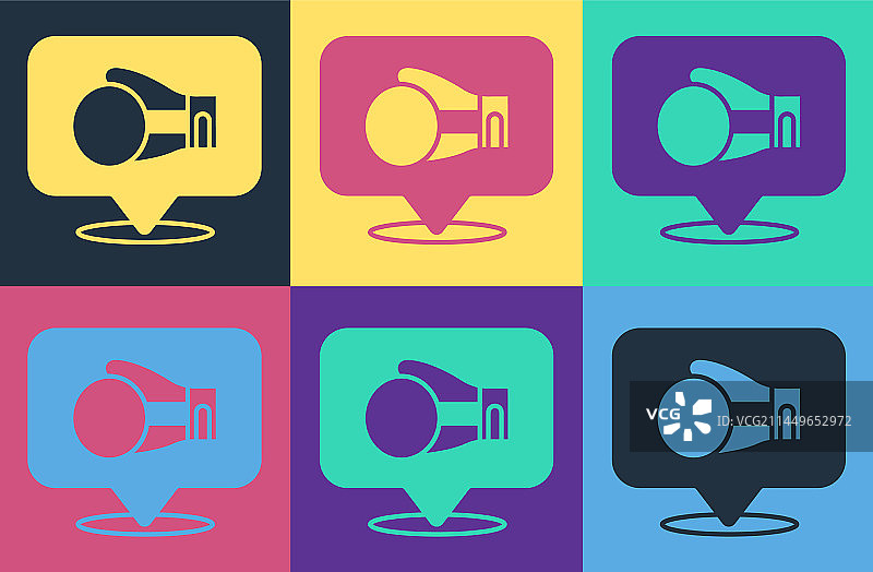 波普艺术：彩色背景上的拳击手套图标图片素材