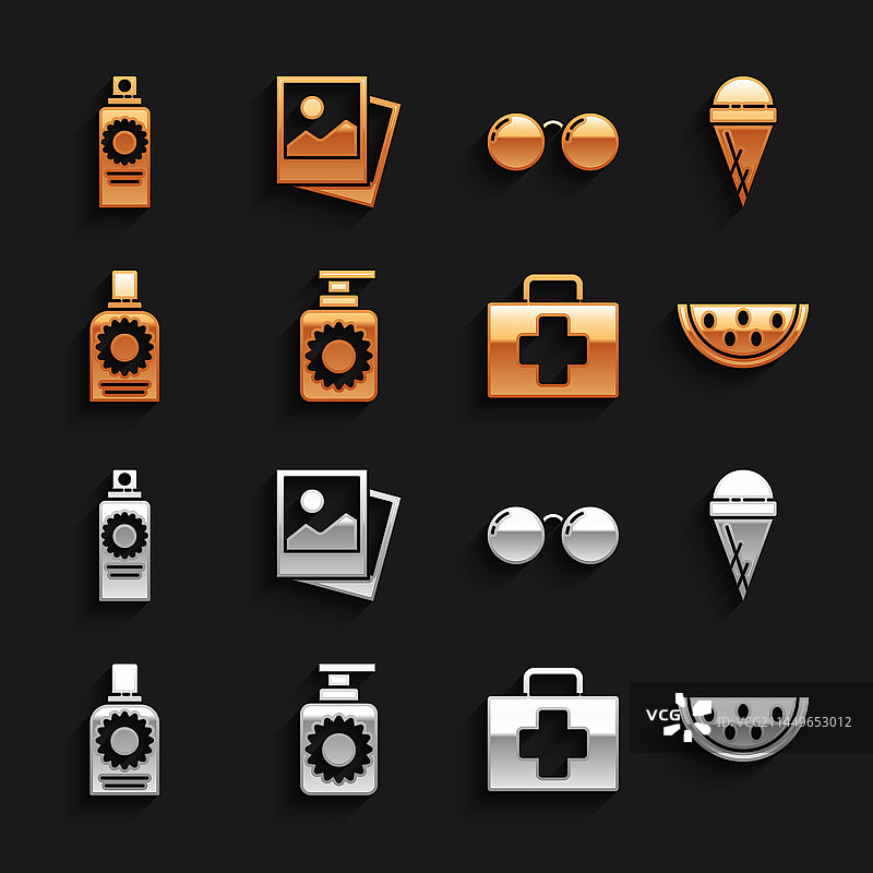 防晒喷雾瓶与华夫冰淇淋图片素材