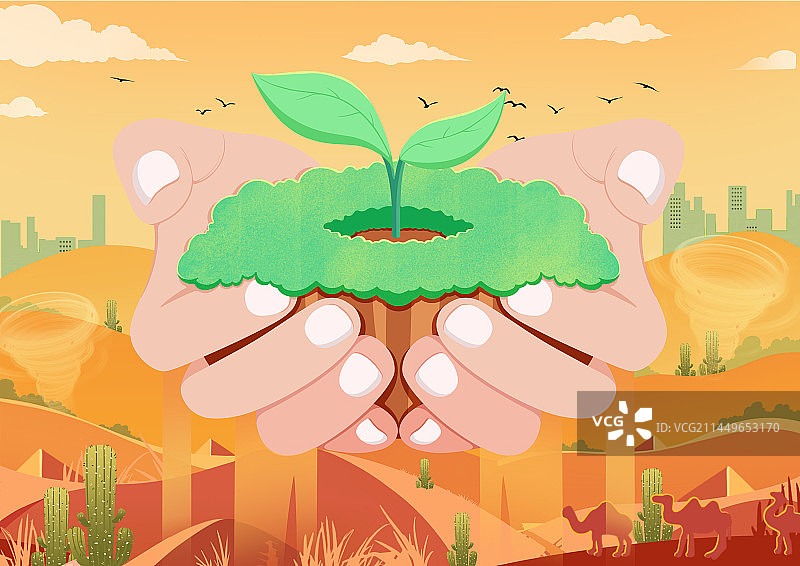 荒漠化绿洲保护环境图片素材