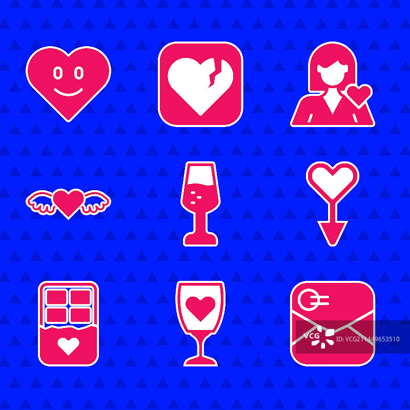 香槟杯情人节信封组合图片素材