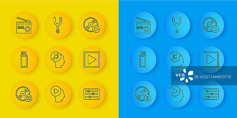 线条黑胶唱片U盘音符图片素材