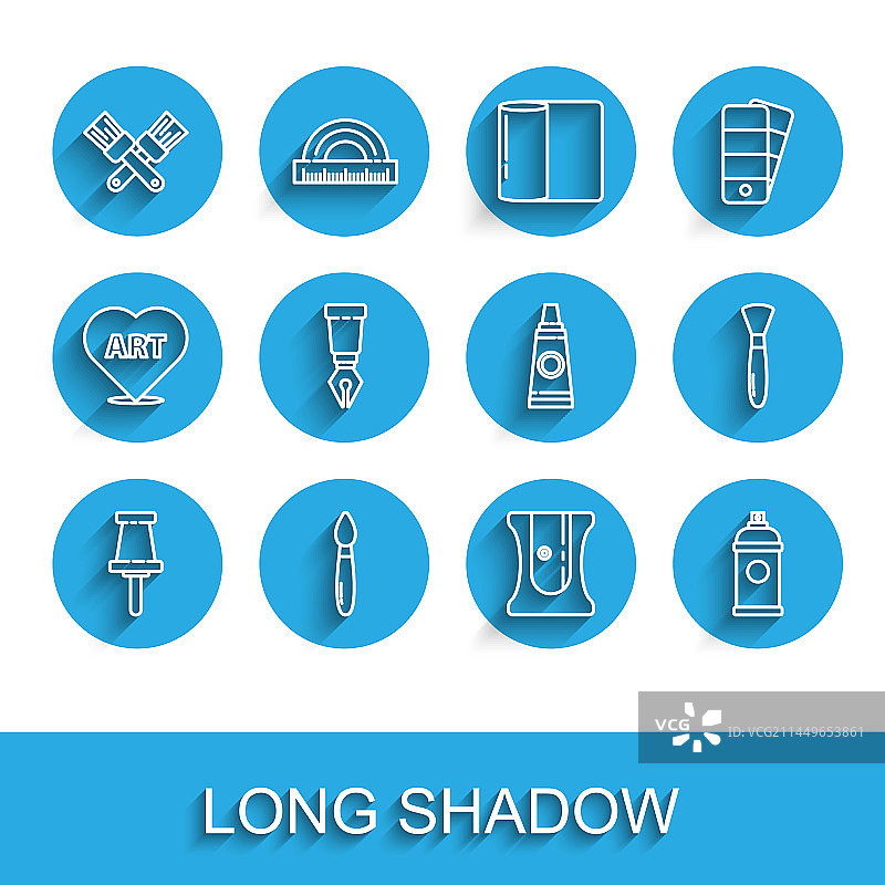 图钉画笔交叉颜料合集图片素材