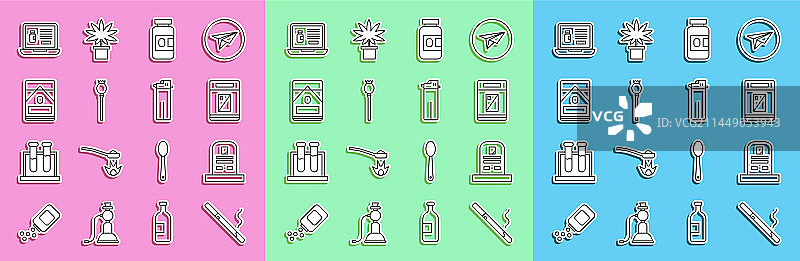 香烟和刻有RIP的墓碑线条组合图片素材