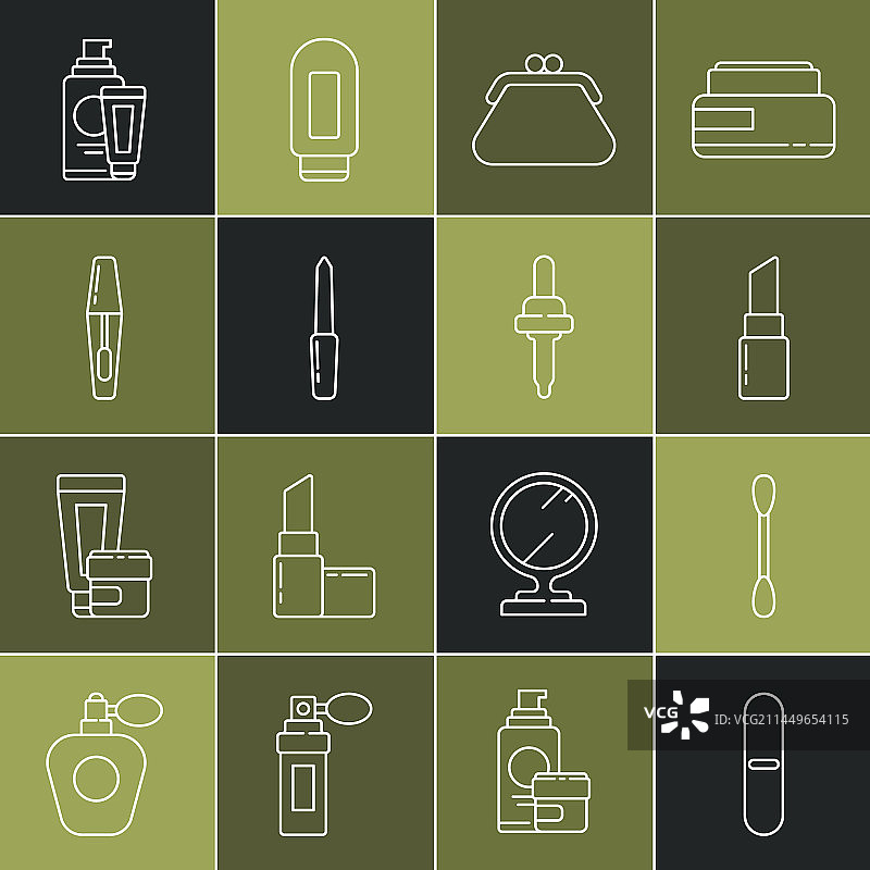 指甲锉、棉签和口红套装图片素材