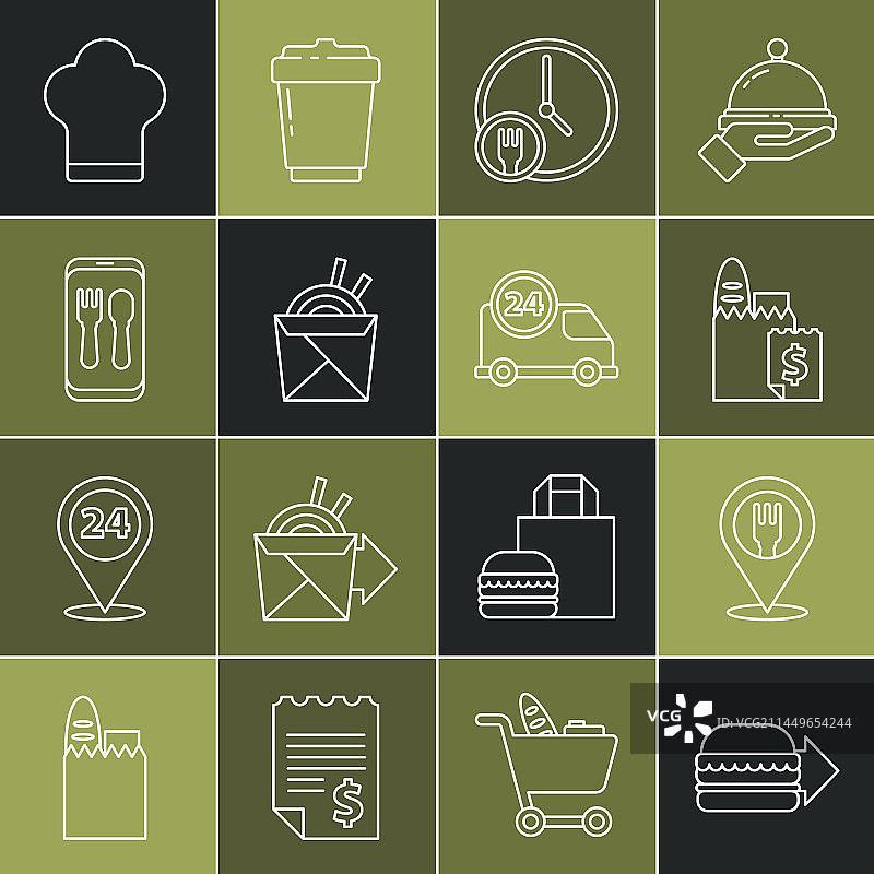 在线订购汉堡外卖咖啡馆图标图片素材