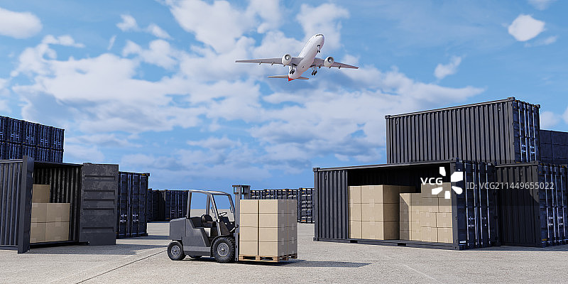 3D渲染港口码头物流中心主题插画图片素材