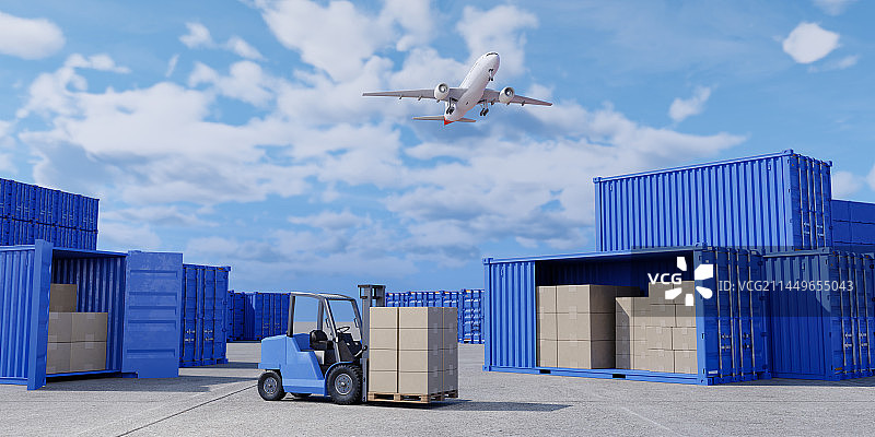 3D渲染港口码头物流中心主题插画图片素材