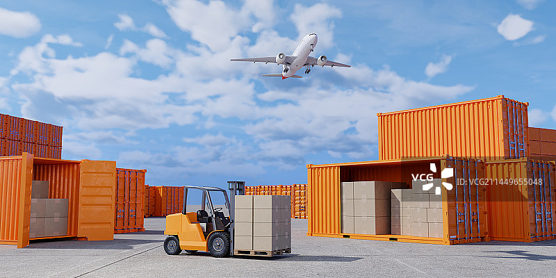 3D渲染港口码头物流中心主题插画图片素材