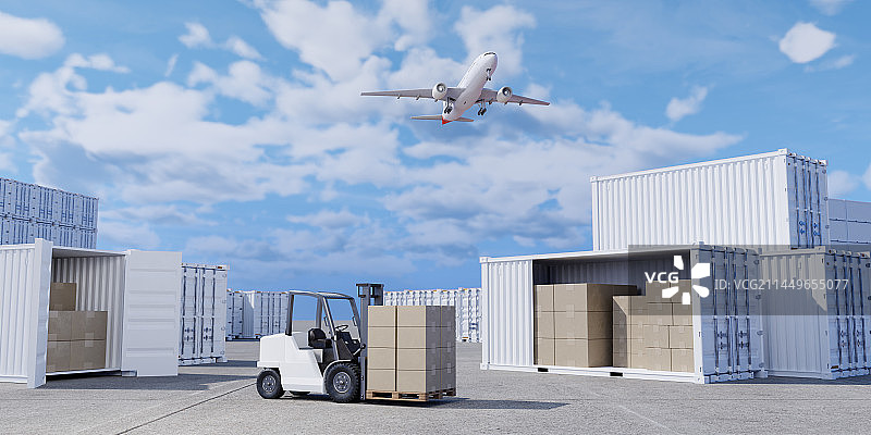 3D渲染港口码头物流中心主题插画图片素材