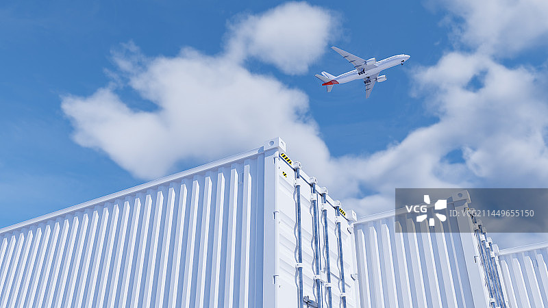 3D渲染高清天空下的集装箱图片素材