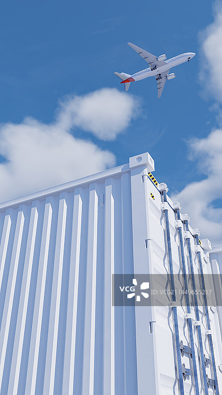 3D渲染高清天空下的集装箱图片素材