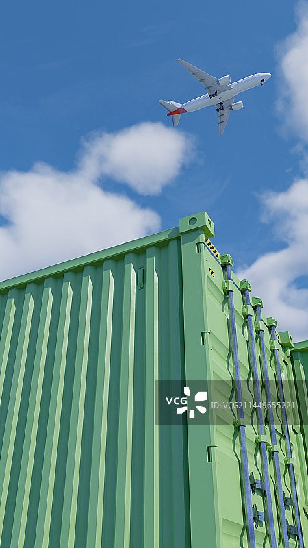 3D渲染高清天空下的集装箱图片素材