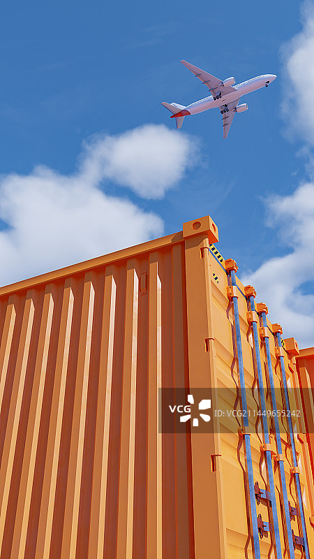 3D渲染高清天空下的集装箱图片素材