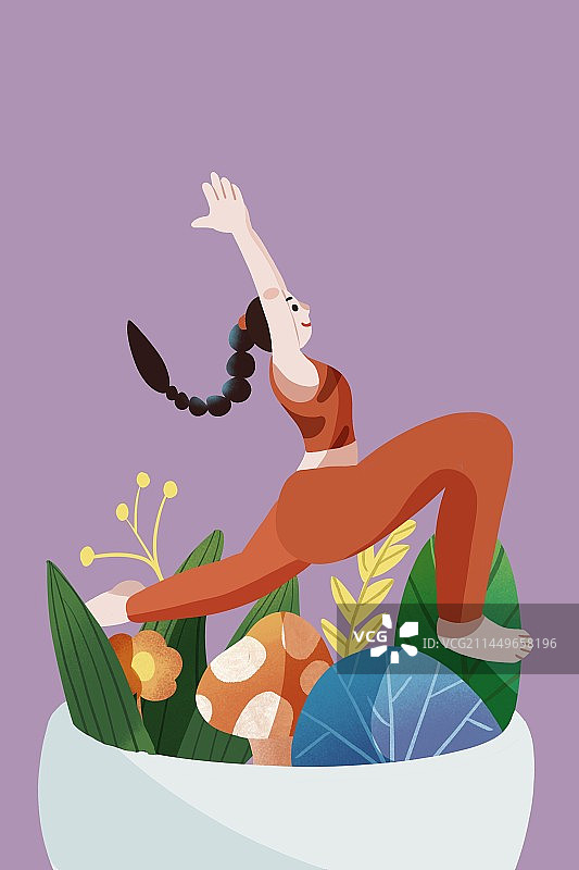 扁平运动瑜伽人物图片素材