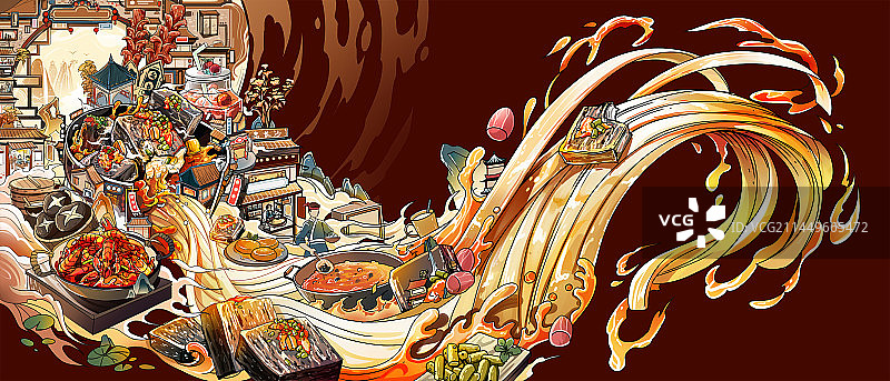 国潮插画美食老长沙臭豆腐图片素材