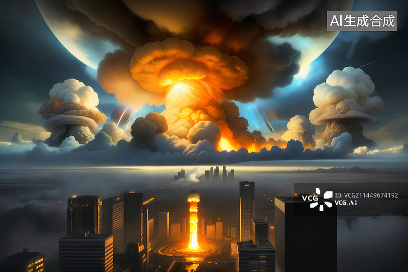 【AI数字艺术】核爆炸战争景象图片素材