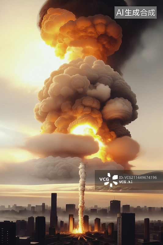 【AI数字艺术】核爆炸战争景象图片素材