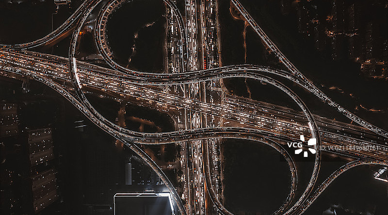 立交桥夜景航拍图片素材