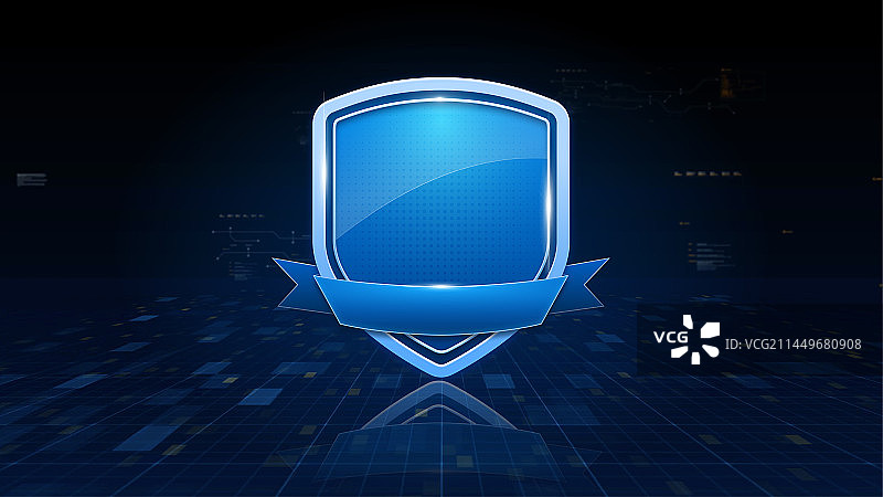 蓝色科技感安全防护盾牌抽象大数据插画图片素材
