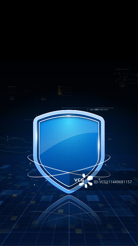 蓝色科技感安全防护盾牌抽象大数据插画图片素材