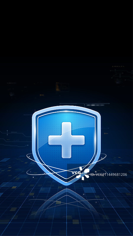 蓝色科技感安全防护盾牌抽象大数据插画图片素材