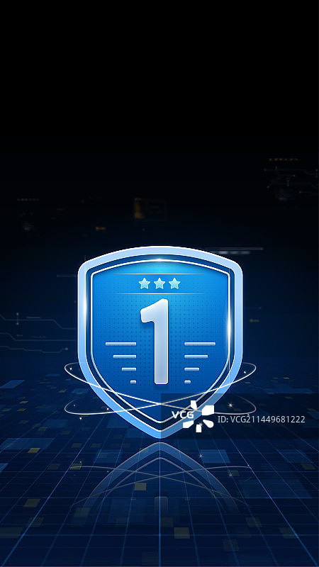 蓝色科技感安全防护盾牌抽象大数据插画图片素材