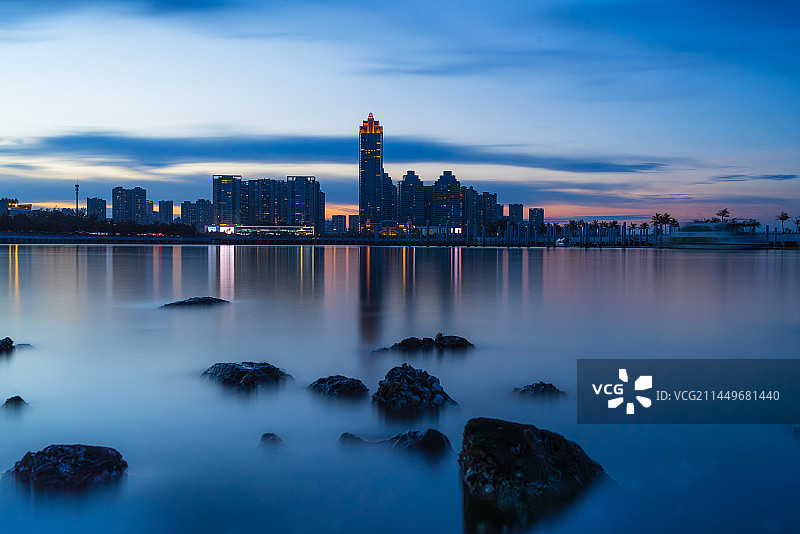 金沙湾蓝调时刻图片素材