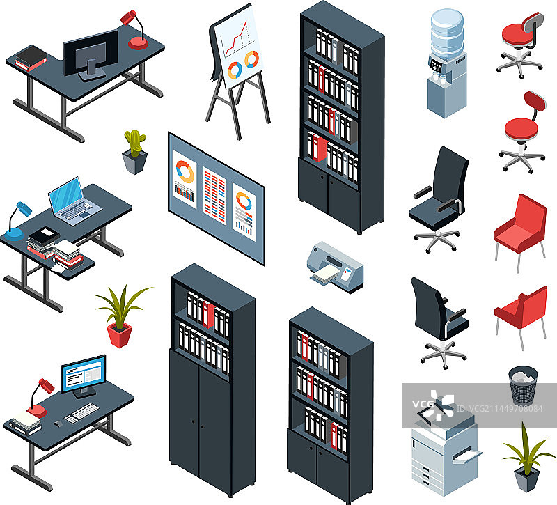 办公室室内2.5D模型图片素材