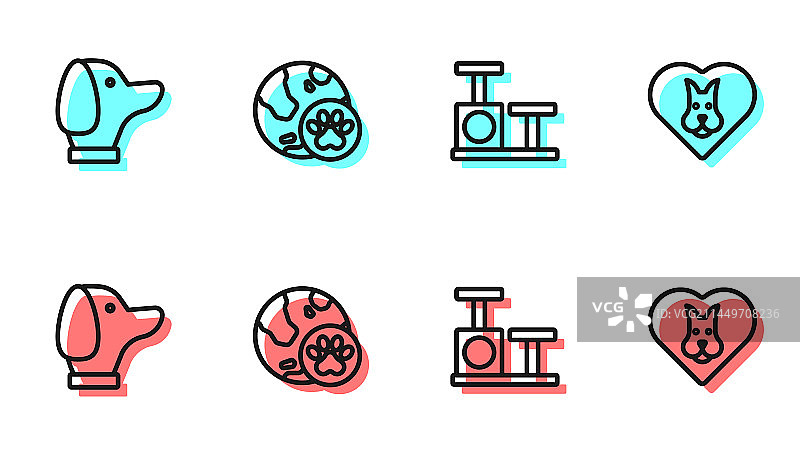 猫抓柱和玩具狗世界组合图片素材