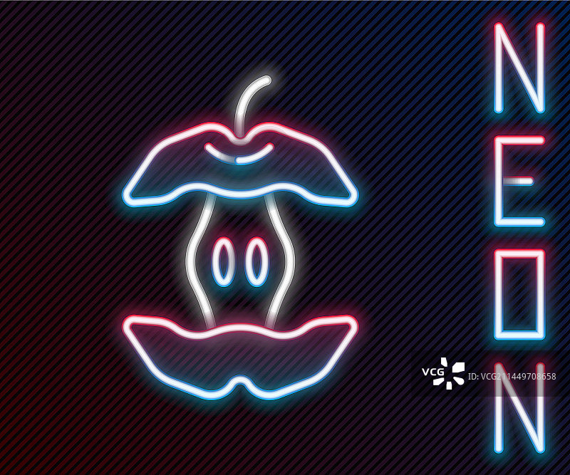 发光霓虹灯苹果核图标图片素材