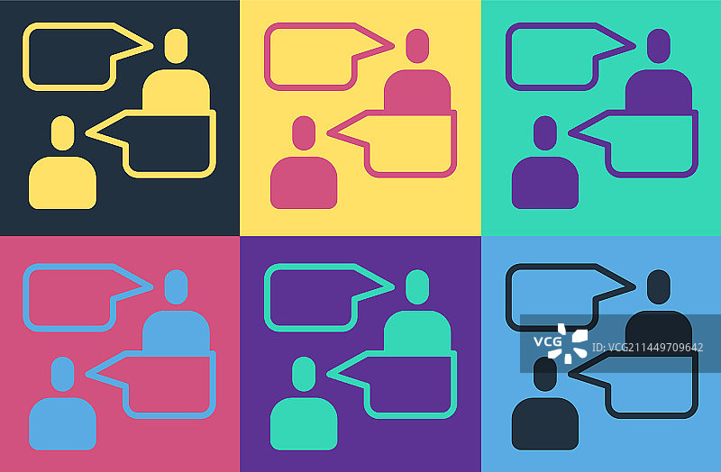 波普艺术风格的两个坐着交谈的男人图标图片素材