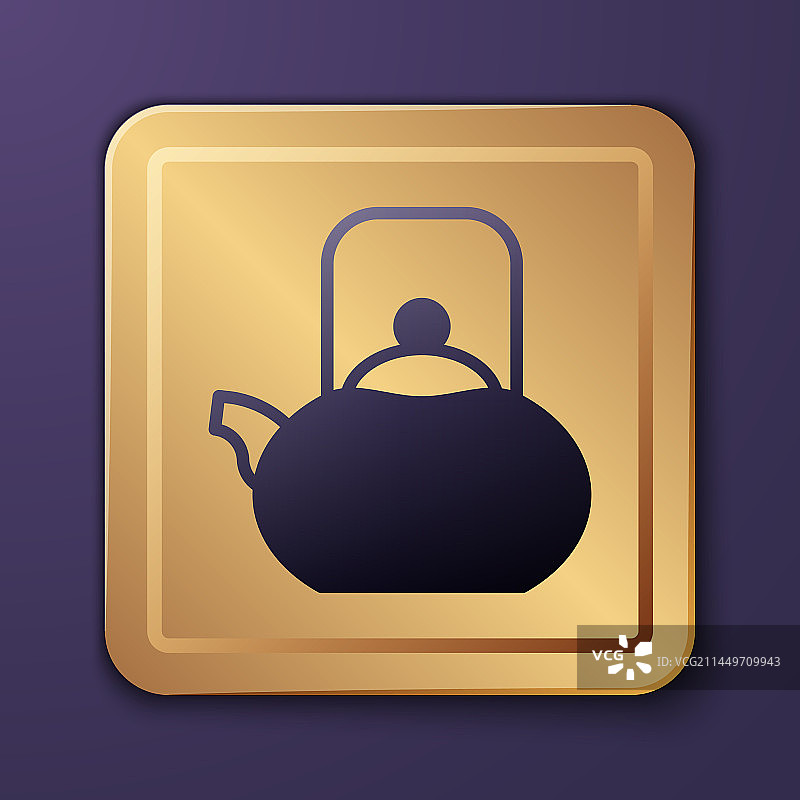 紫色背景上的带把手的紫色水壶图标图片素材
