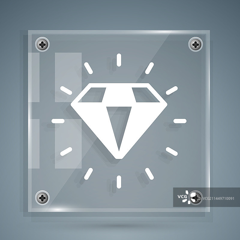 灰色背景上的白色钻石图标图片素材