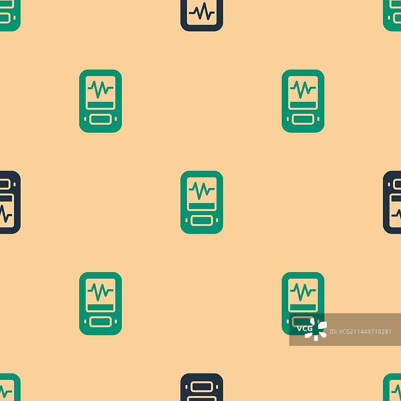 绿色黑色地震仪图标无缝图案图片素材