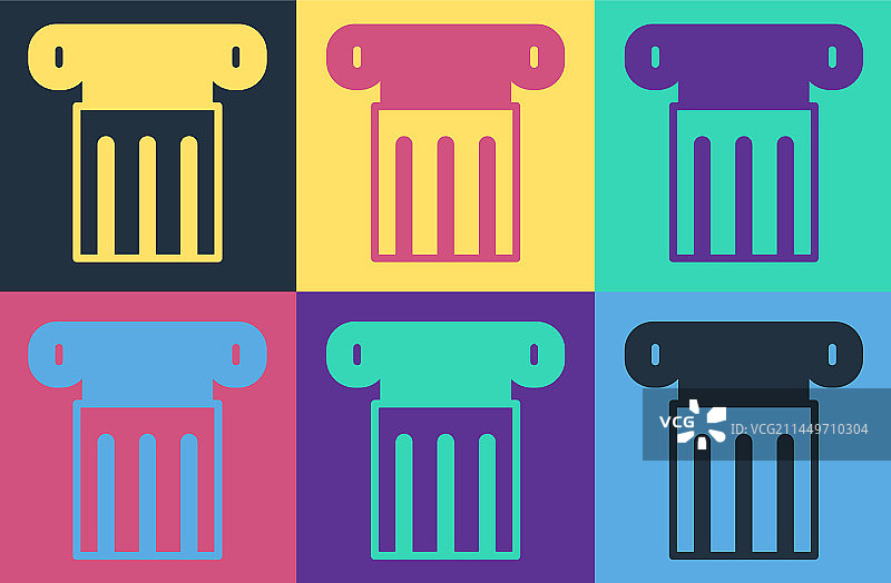 彩色背景上的波普艺术风格古代柱子图标图片素材