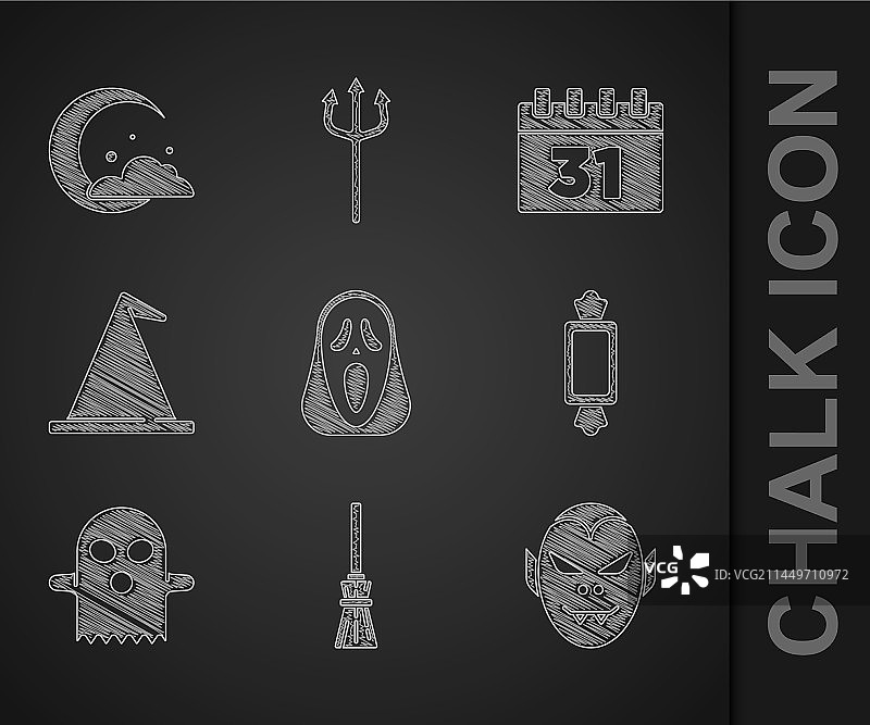 有趣恐怖的鬼面具女巫扫帚图片素材