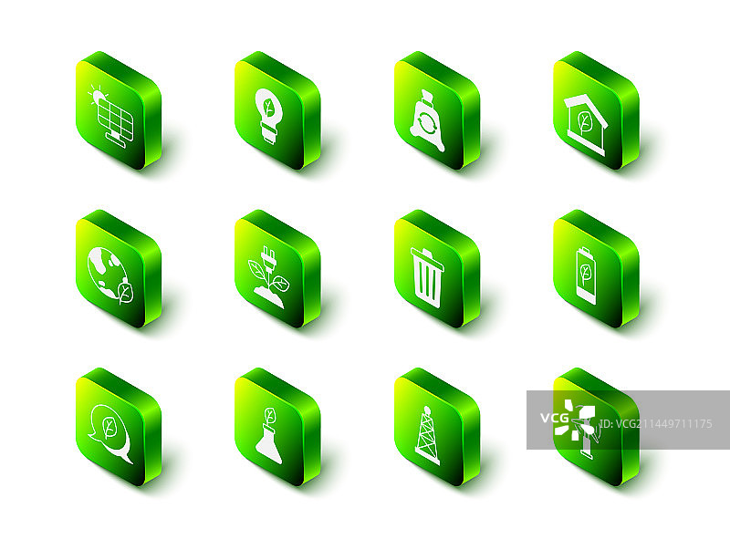 带有树叶垃圾袋的环保灯泡图片素材