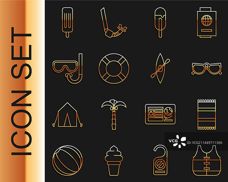 救生衣沙滩巾眼镜冰块简笔画图片素材