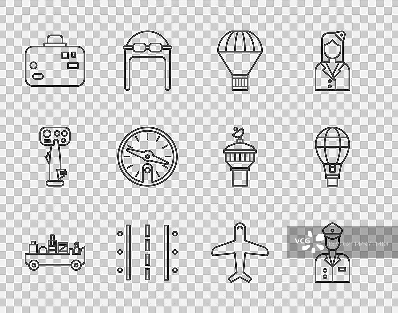 机场行李牵引车飞行员设备线条图片素材