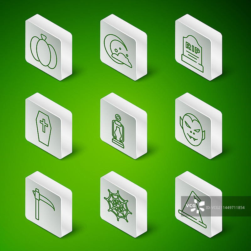 女巫帽蜘蛛网南瓜露营线条图片素材