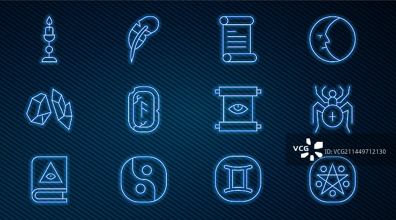 圆形五角星蜘蛛法令线条图片素材